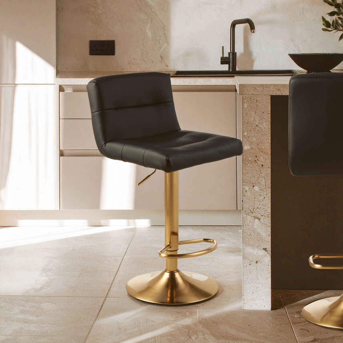 Baina Black Seat Bar Stool