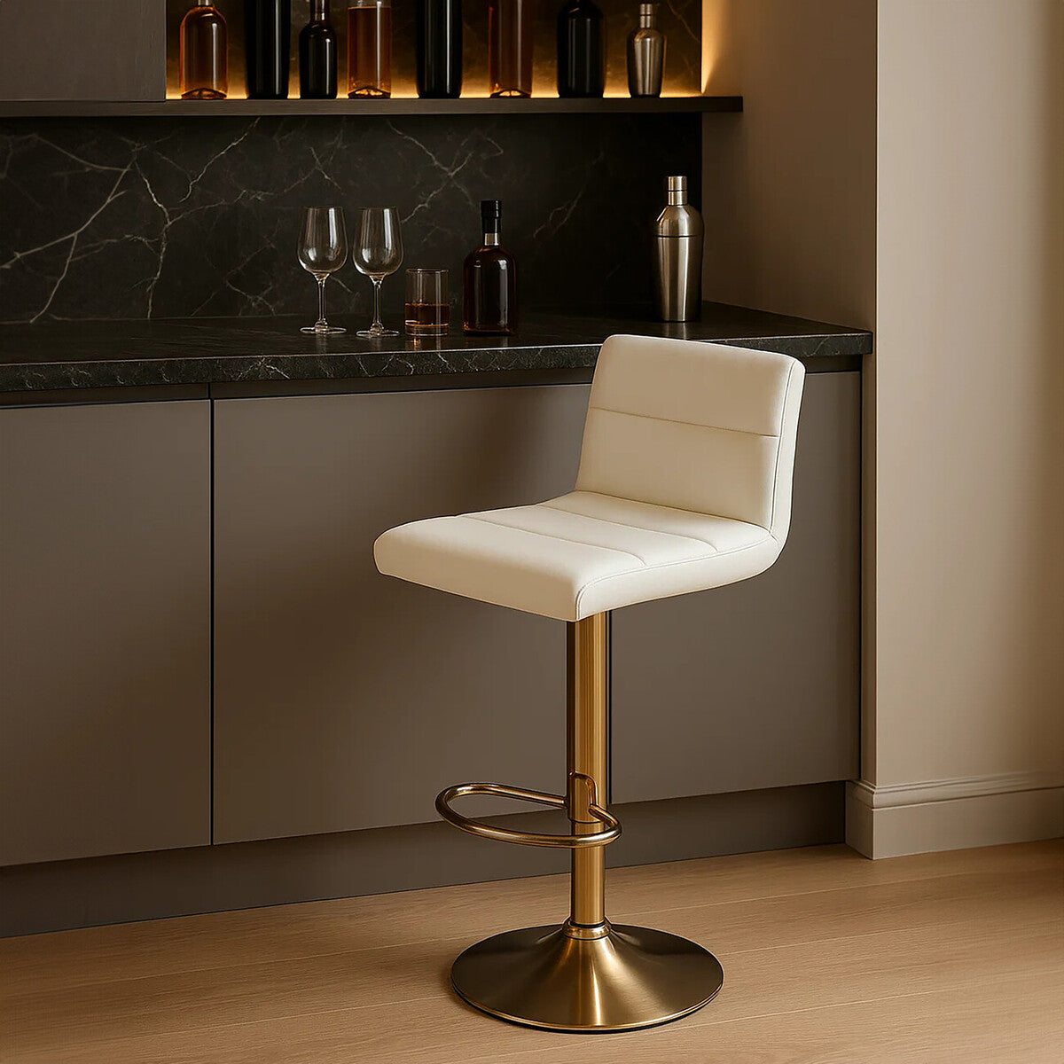 Baina White Seat Bar Stool