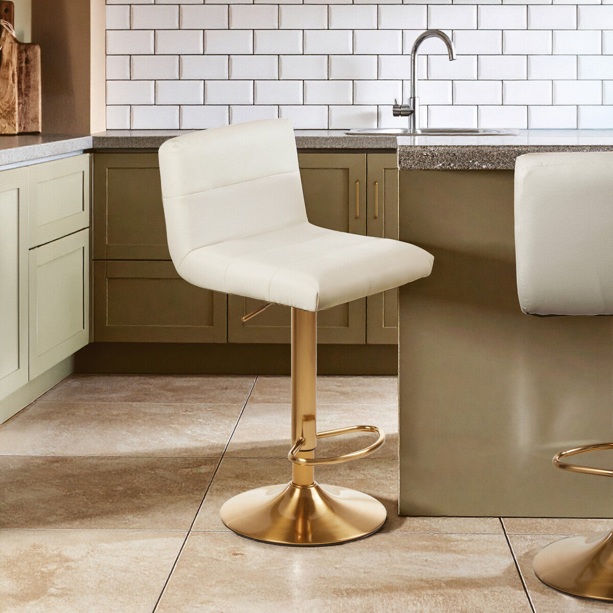 Baina White Seat Bar Stool