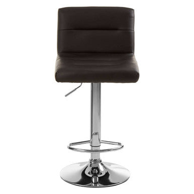 Black bar stool with chrome base on a white background