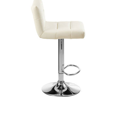 Baina White Seat Bar Stool With Chrome Base