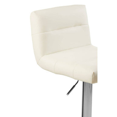 Baina White Seat Bar Stool With Chrome Base