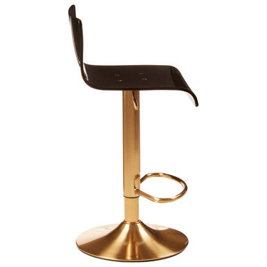 Baina Black Acrylic Seat Bar Stool With Gold Base