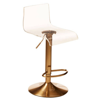 Baina Clear Acrylic Seat Bar Stool With Gold Base