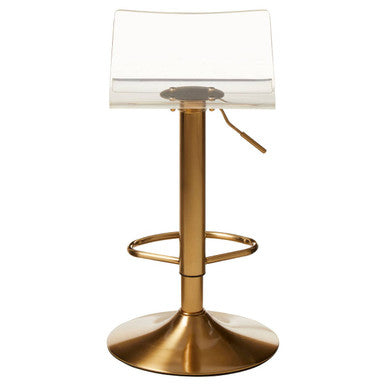 Baina Clear Acrylic Seat Bar Stool With Gold Base