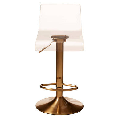 Baina Clear Acrylic Seat Bar Stool With Gold Base