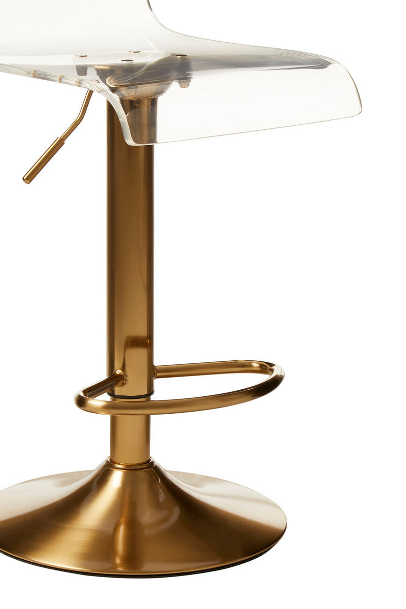 Baina Clear Acrylic Seat Bar Stool with Gold Base
