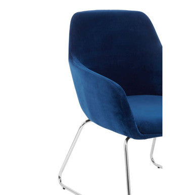 Stockholm Blue Velvet Dining Chair with Chrome Legs