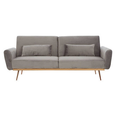 Gray sofa with wooden legs on a white background