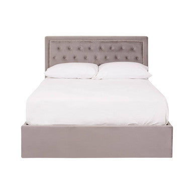 Hannah Grey Velvet Ottoman Bed Double - image 1