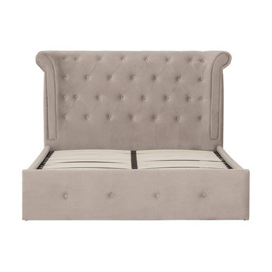 Edison Mink Velvet Ottoman Double Bed