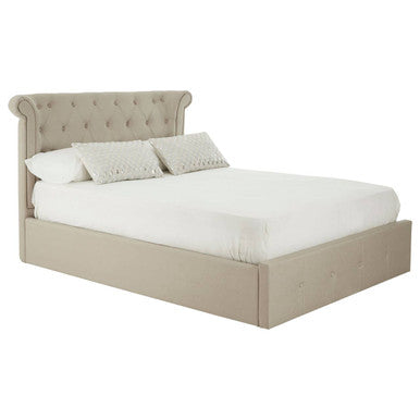 Edison Beige Double Ottoman Bed
