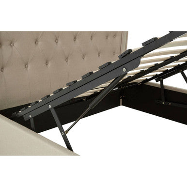 Edison Beige Double Ottoman Bed