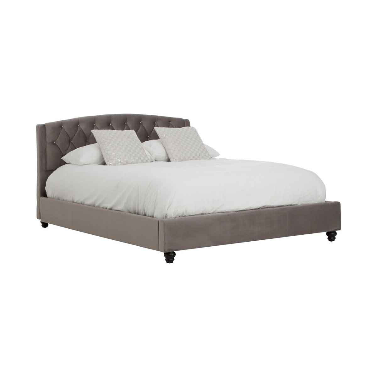 Josephine Grey Velvet King Bed