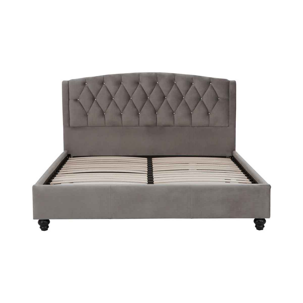 Josephine Grey Velvet King Bed