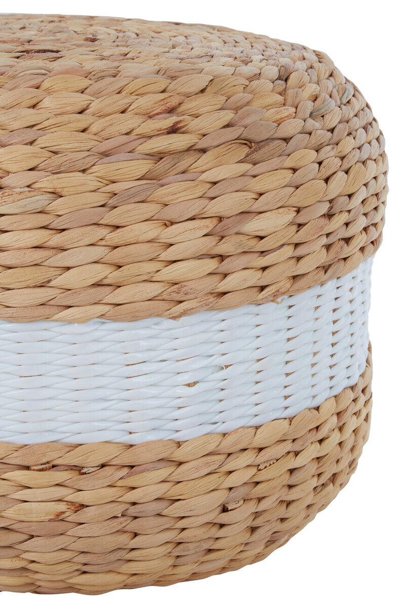 Ashby Seagrass Pouffe with White Stripe