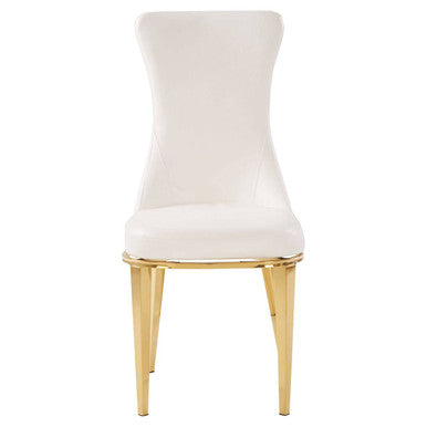 White chair with gold legs on a white background