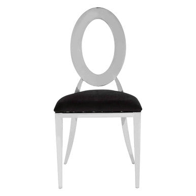 Chair with black seat and white frame on a white background