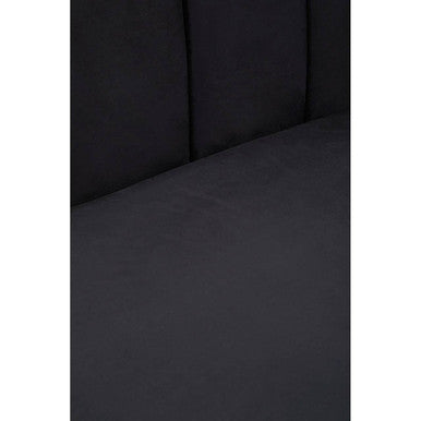 Hansa Three Seat Black Velvet Sofa