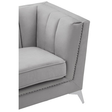 Hansa Two Seat Grey Velvet Sofa