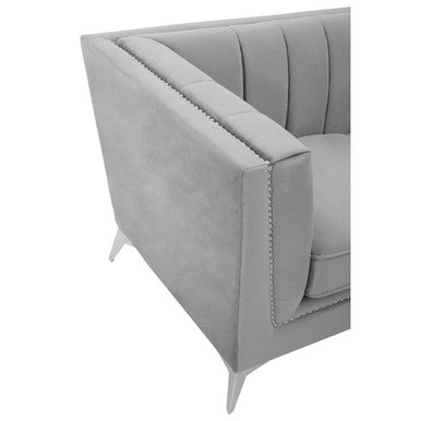 Hansa Two Seat Grey Velvet Sofa