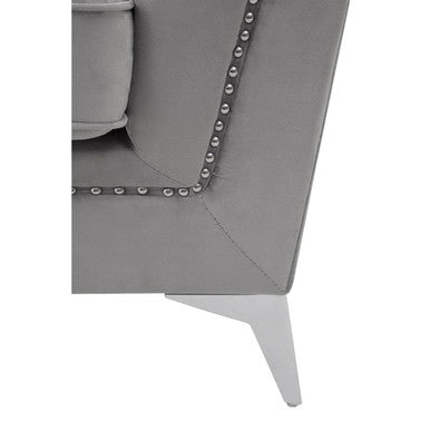 Hansa Two Seat Grey Velvet Sofa