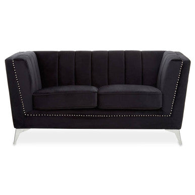 Hansa Two Seat Black Velvet Sofa
