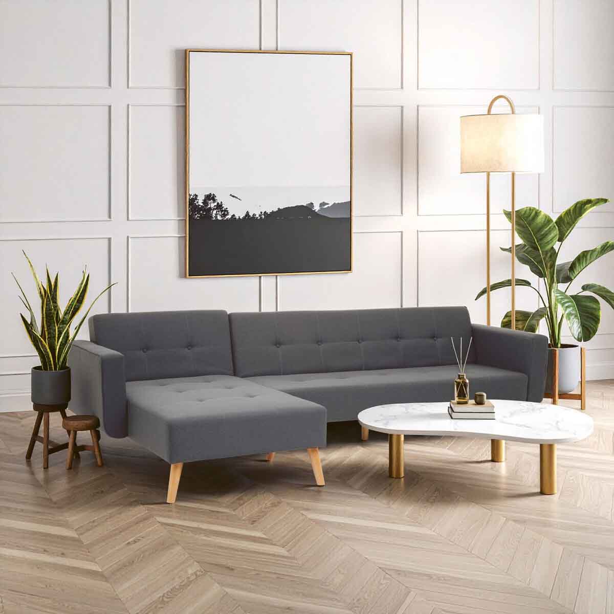Hansa Hagen Grey Large Corner Sofa Bed