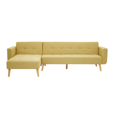 Yellow sectional sofa on a white background