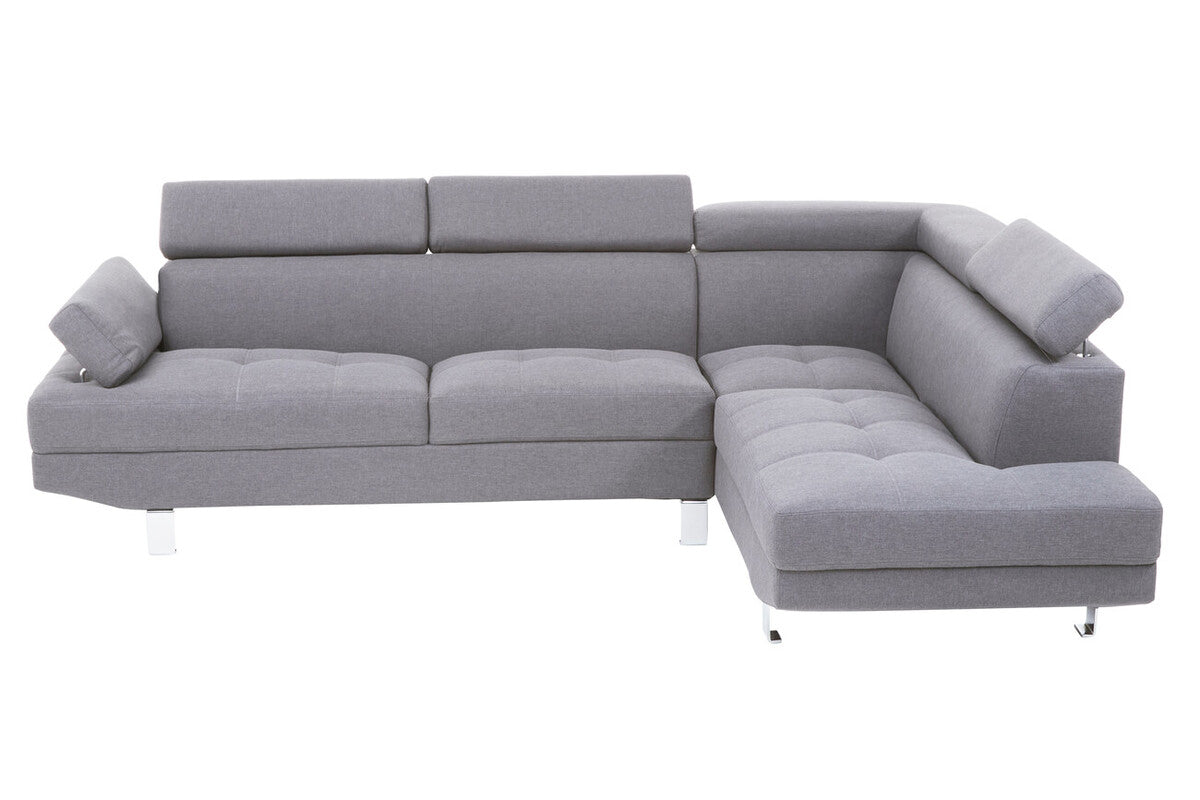 Gray sectional sofa on a white background
