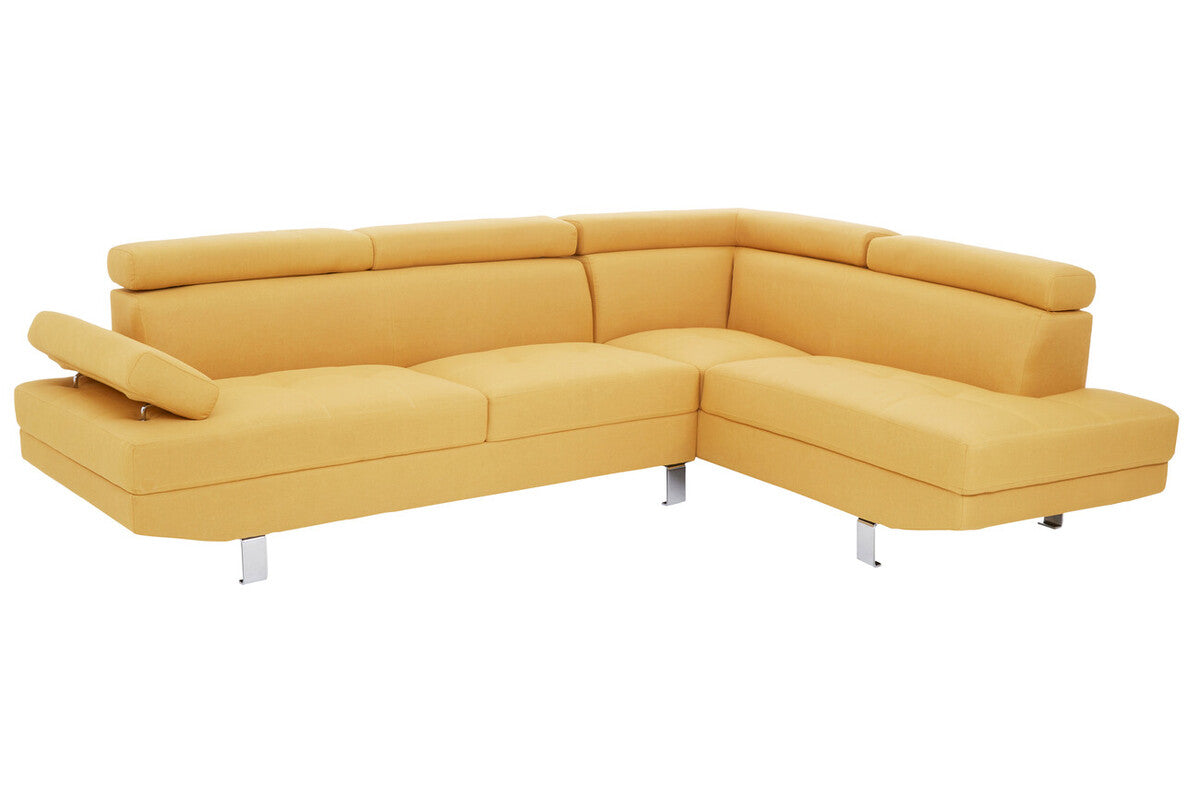 Yellow sectional sofa on a white background