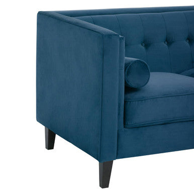 3 Seater Blue Velvet Sofa, Helia