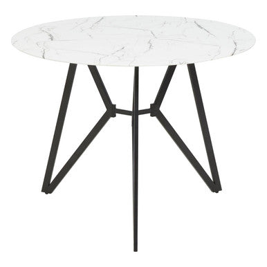 Weston Round Marble Effect Dining Table with 6 Chairs Set