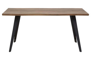 Brown Wooden Top and Metal Legs Dining Table with 6 Chairs Set, Westford