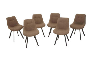 Brown Wooden Top and Metal Legs Dining Table with 6 Chairs Set, Westford