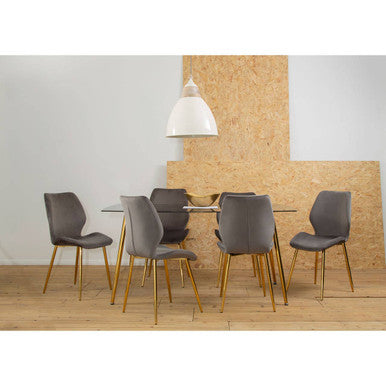 Wimslow Smoked Glass Dining Table with 6 Chairs Set