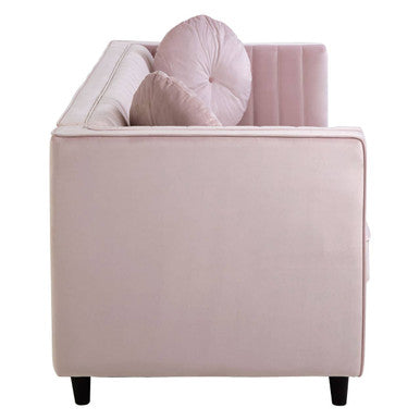 3 Seater Pink Velvet Sofa, Farah - image 5