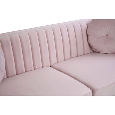 3 Seater Pink Velvet Sofa, Farah - image 8