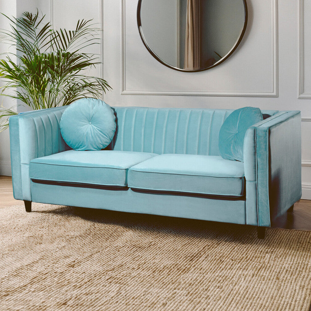 3 Seater Pastel Green Velvet Sofa, Farah - image 1