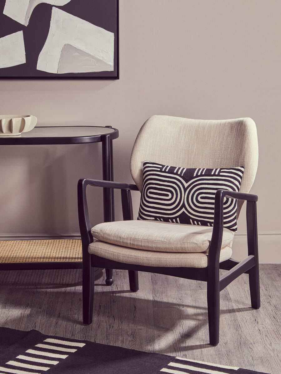 Stockholm Beige Chair With Black Wooden Frame