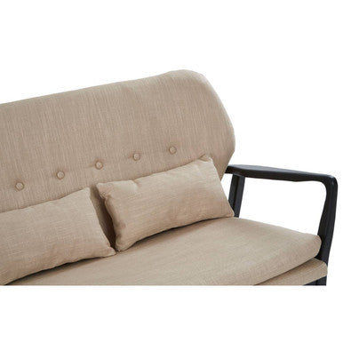 2 Seater Beige Sofa with Black Wood Frame, Stockholm