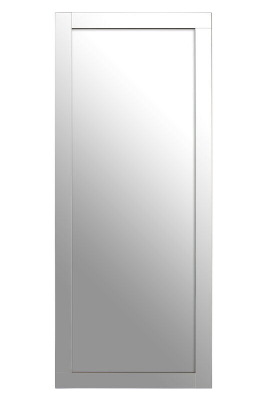 Gray cabinet door with a white frame on a white background