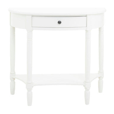 White side table with a drawer on a white background