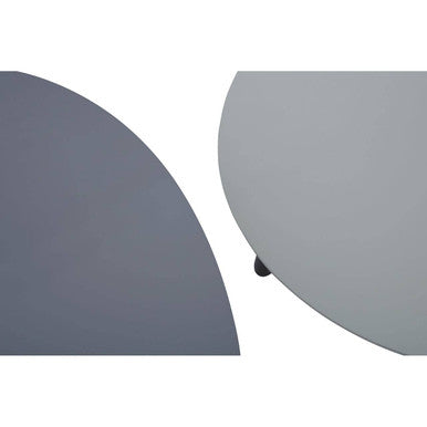 Set of 2 Grey Wooden Triangular Nesting Tables with Black Natural Wood Legs, Nostra