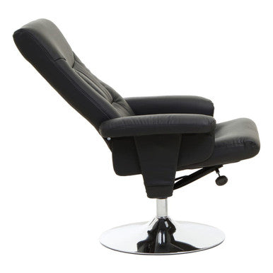 Denton Black Leather Effect Reclining Chair