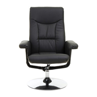 Black leather recliner chair on a white background