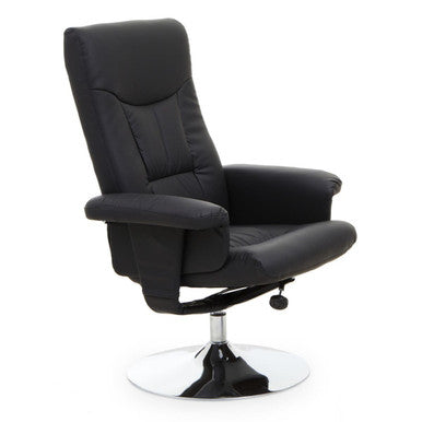 Denton Black Leather Effect Reclining Chair