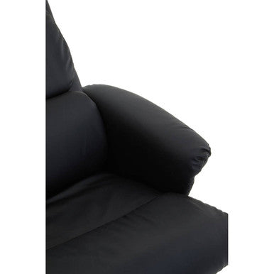 Denton Black Leather Effect Reclining Chair with Footstool