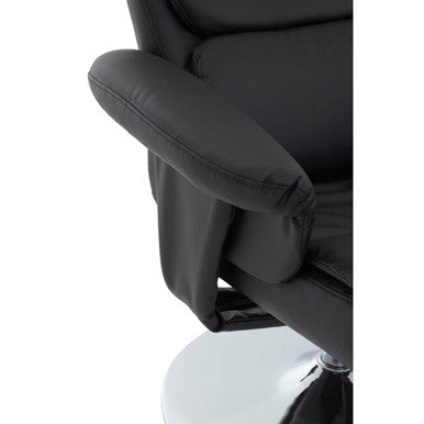 Denton Black Leather Effect Reclining Chair with Footstool