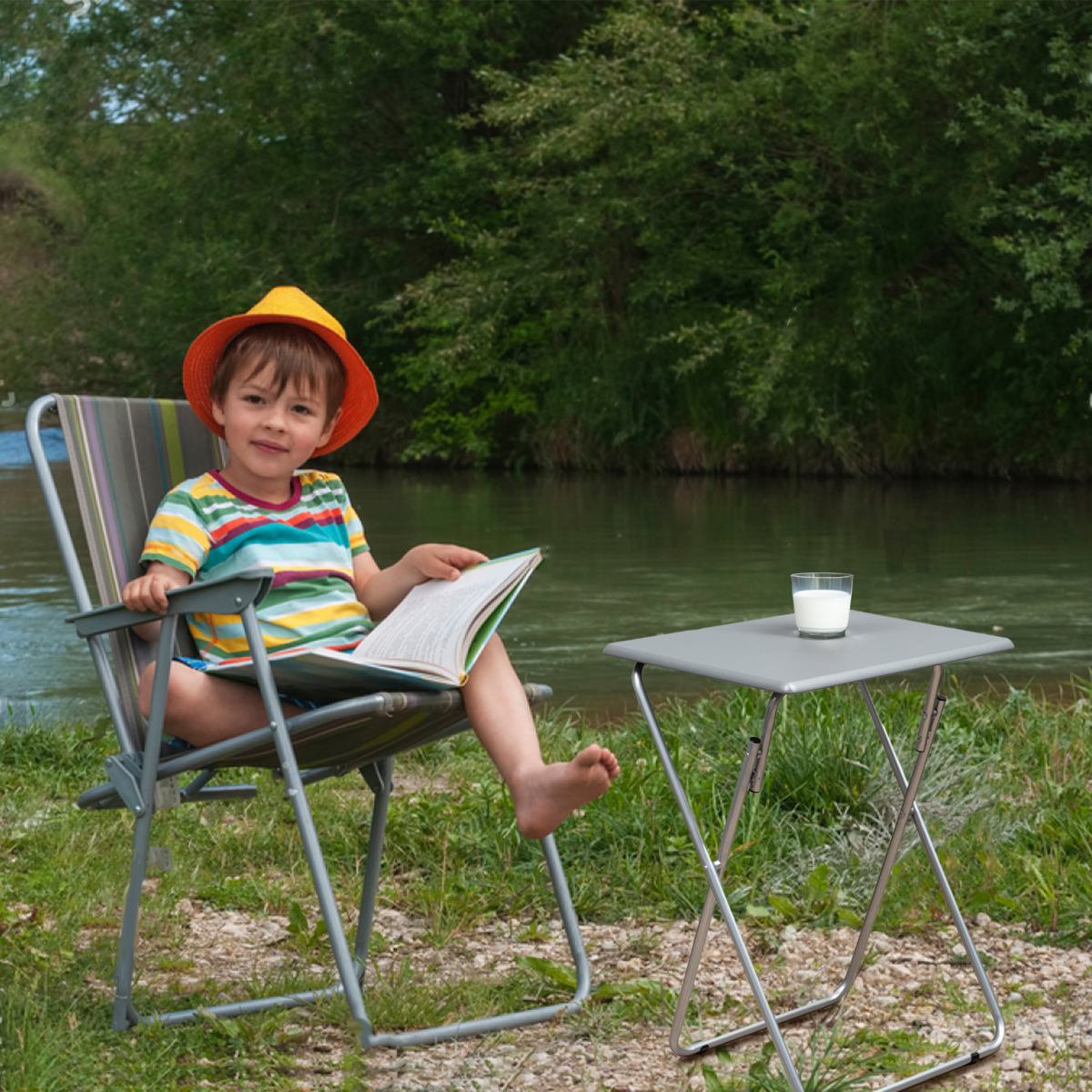 Bernie Folding Table With Grey Top